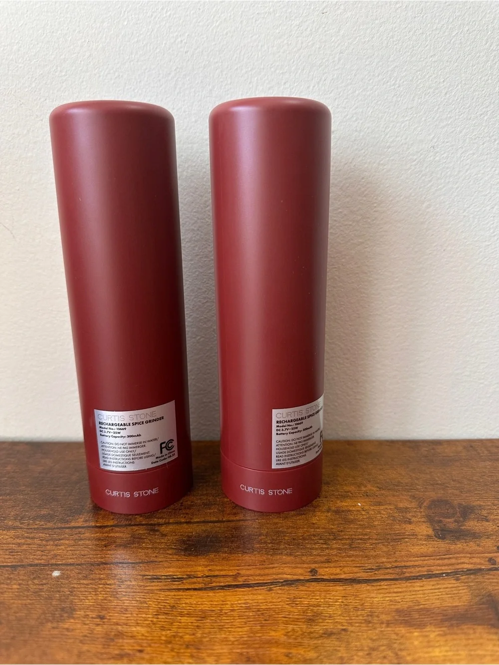 Curtis Stone Rechargeable Spice Grinders Set of 2 Red 810569 Salt & Pepper
